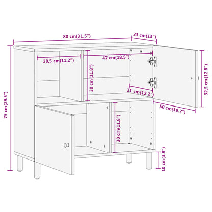 Beistellschrank 80x33x75 cm Massivholz Mango