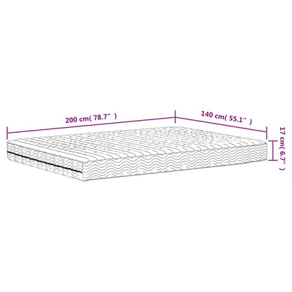 Foam mattress white 140x200 cm hardness H2 H3