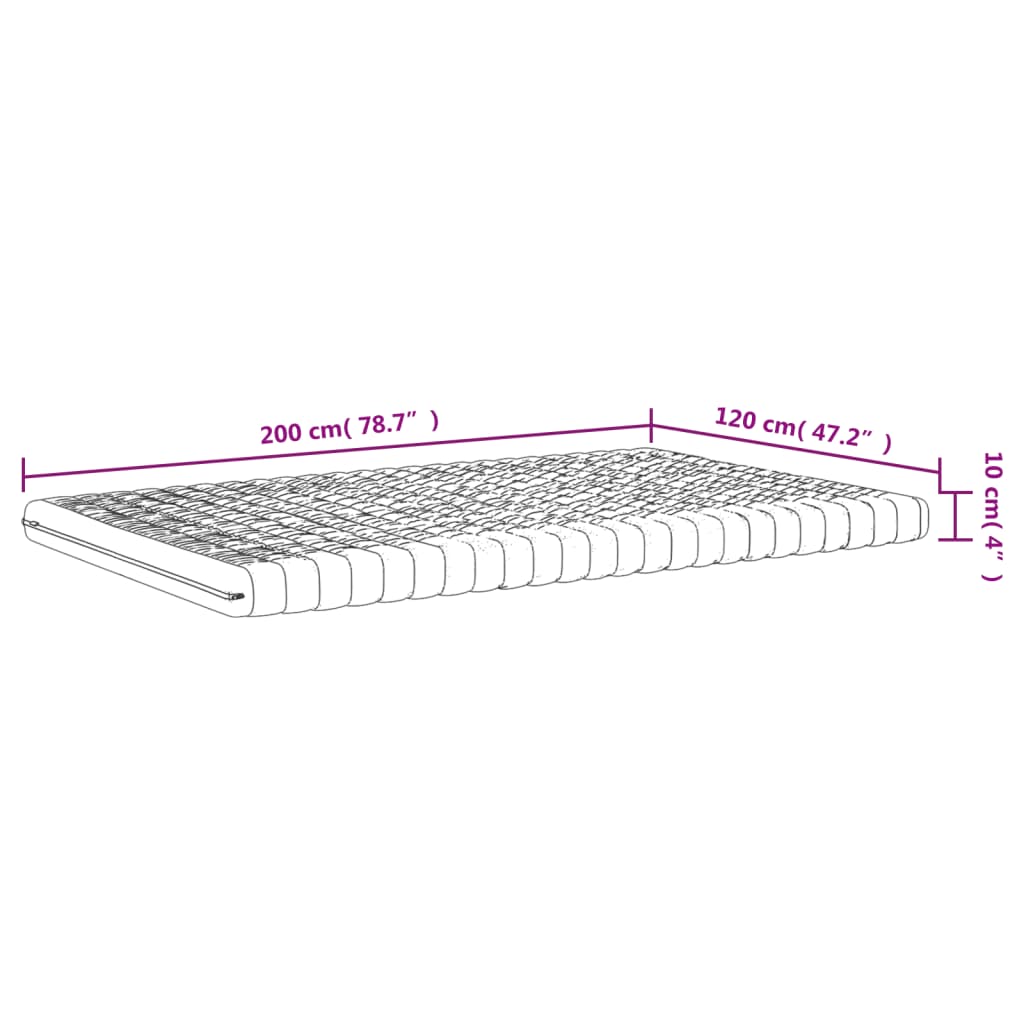 Foam mattress white 120x200 cm 7-zone hardness 20 ILD