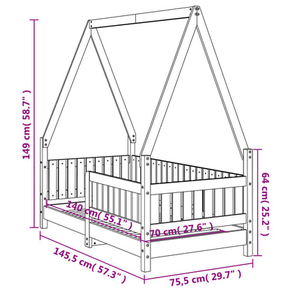 Children's bed 70x140 cm solid pine wood