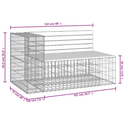 Gartenbank aus Gabionen 122x71x65,5 cm Massivholz Douglasie