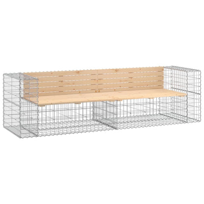 Gartenbank aus Gabionen 244x71x65,5 cm Massivholz Kiefer