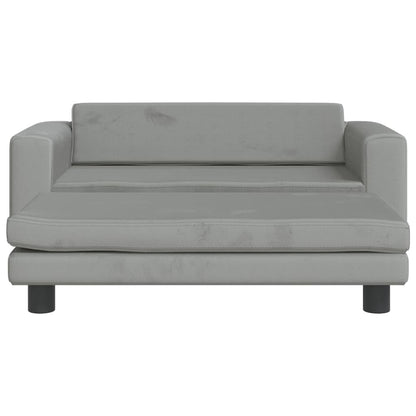 Kindersofa mit Hocker Hellgrau 100x50x30 cm Samt