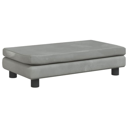 Kindersofa mit Hocker Hellgrau 100x50x30 cm Samt