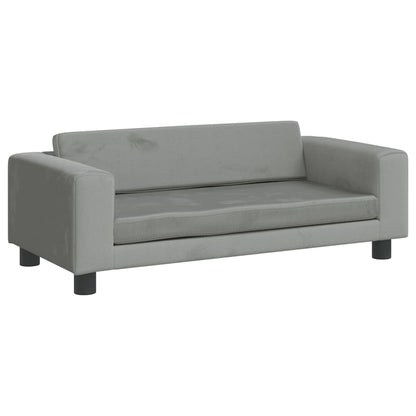 Kindersofa mit Hocker Hellgrau 100x50x30 cm Samt