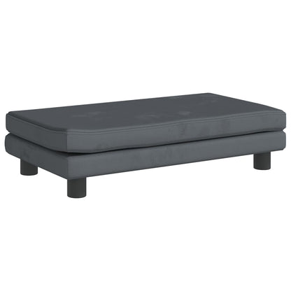 Kindersofa mit Hocker Dunkelgrau 100x50x30 cm Samt