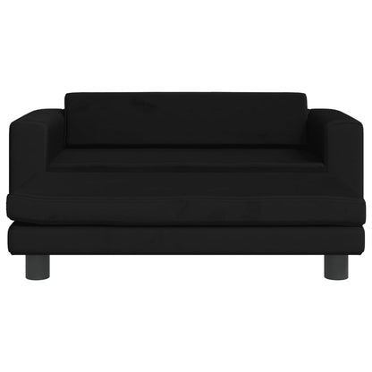 Kindersofa mit Hocker Schwarz 100x50x30 cm Samt