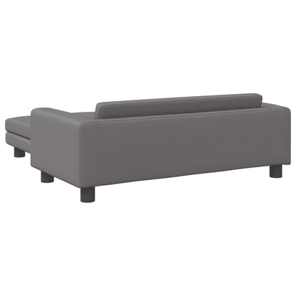 Kindersofa mit Hocker Grau 100x50x30 cm Kunstleder