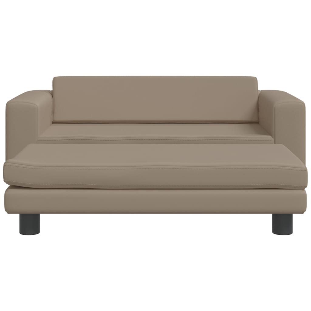 Kindersofa mit Hocker Cappuccino-Braun 100x50x30 cm Kunstleder