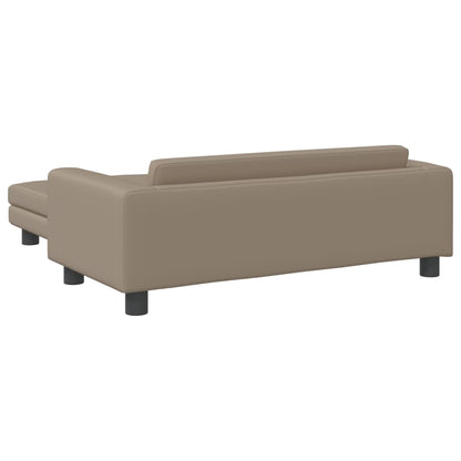 Kindersofa mit Hocker Cappuccino-Braun 100x50x30 cm Kunstleder