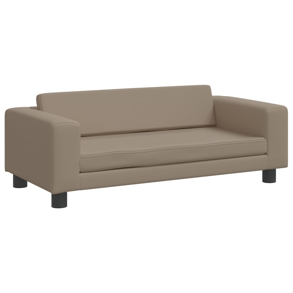 Kindersofa mit Hocker Cappuccino-Braun 100x50x30 cm Kunstleder