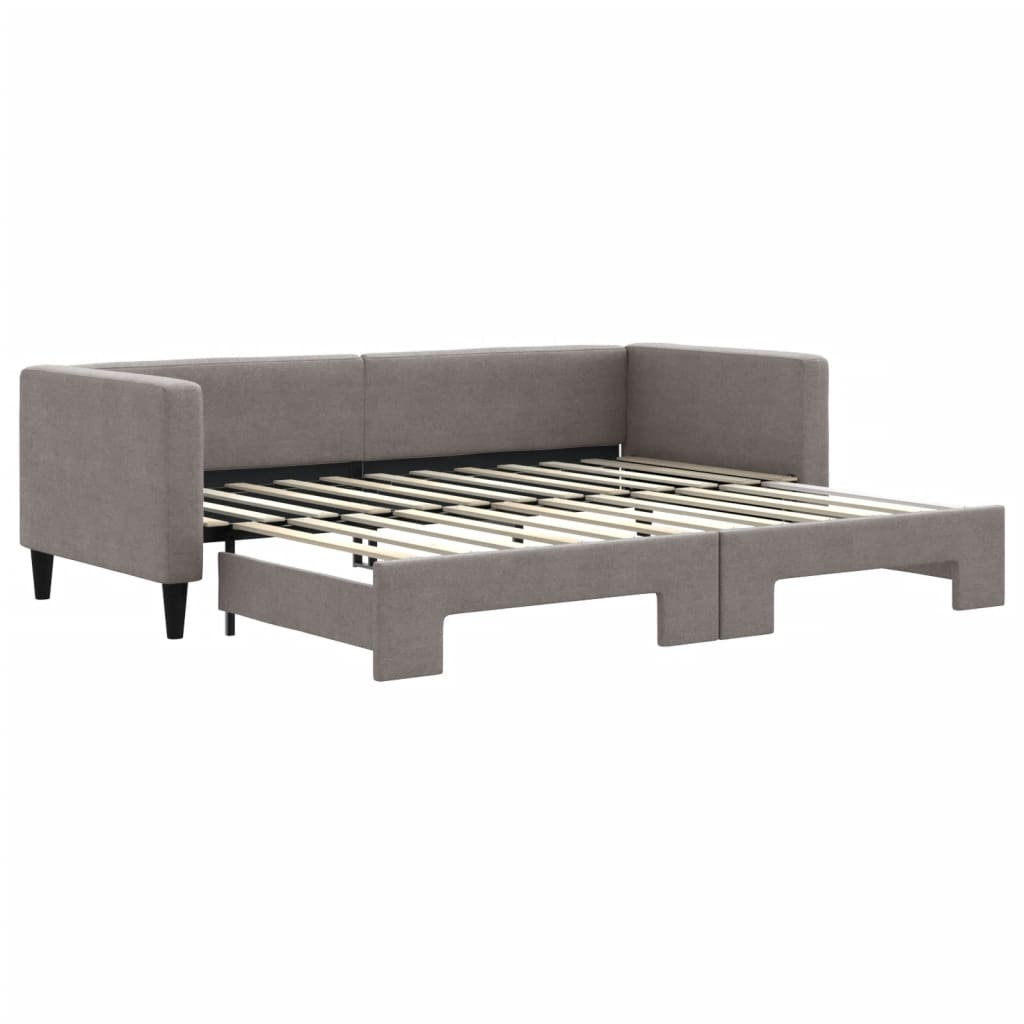 Tagesbett Ausziehbar Taupe 80x200 cm Stoff