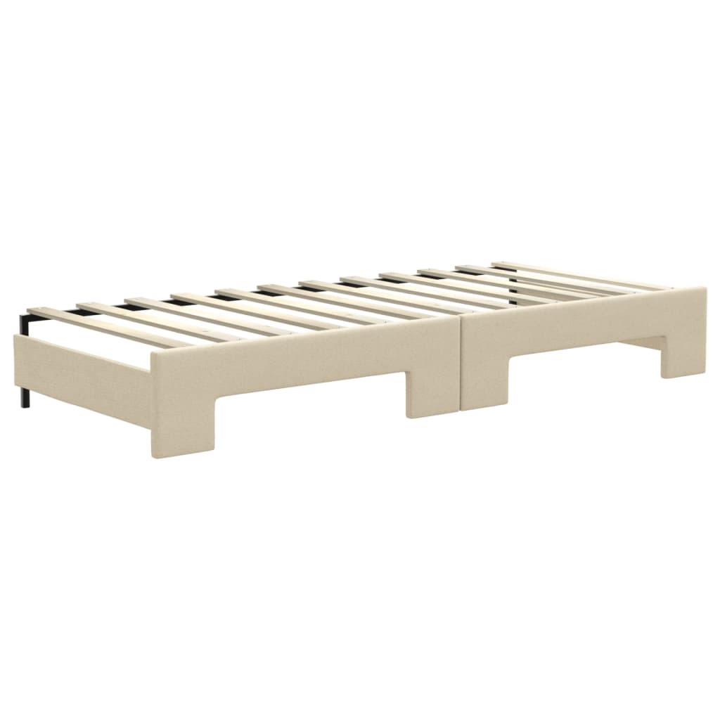 Tagesbett Ausziehbar Creme 80x200 cm Stoff