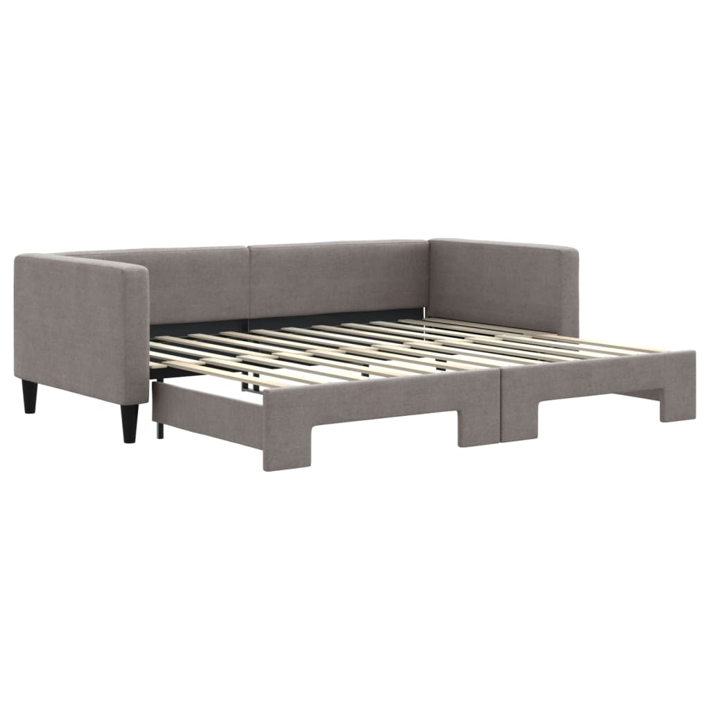 Tagesbett Ausziehbar Taupe 90x200 cm Stoff