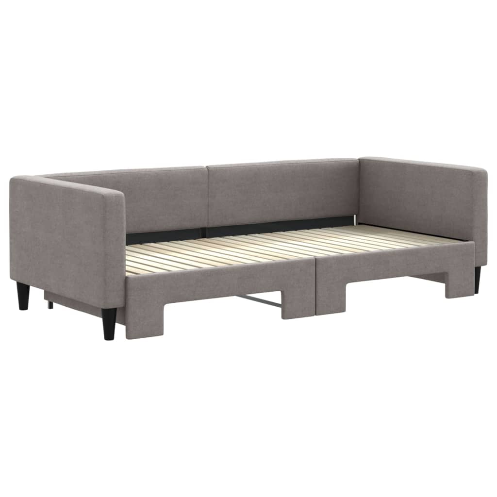 Tagesbett Ausziehbar Taupe 90x200 cm Stoff