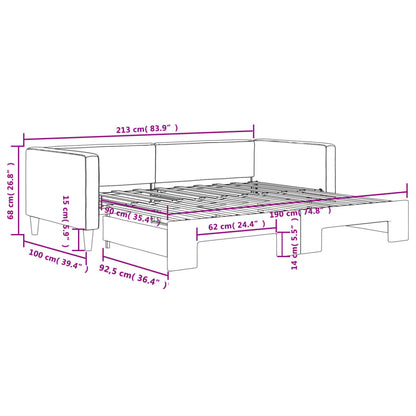 Tagesbett Ausziehbar Dunkelgrau 90x190 cm Stoff