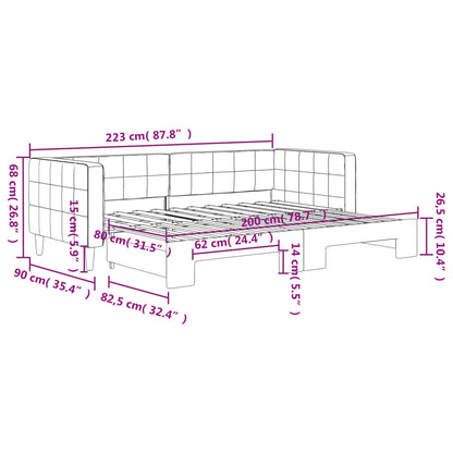 Tagesbett Ausziehbar Schwarz 80x200 cm Samt