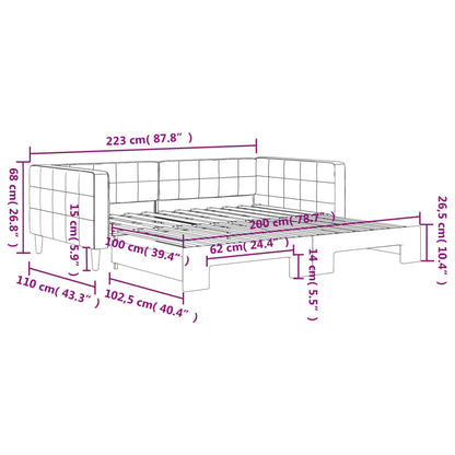 Tagesbett Ausziehbar Blau 100x200 cm Samt