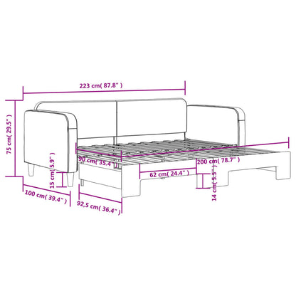 Tagesbett Ausziehbar Dunkelgrau 90x200 cm Stoff