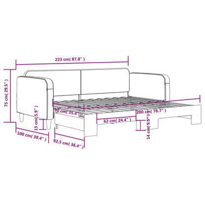 Tagesbett Ausziehbar Taupe 90x200 cm Stoff