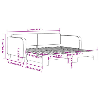 Tagesbett Ausziehbar Schwarz 100x200 cm Stoff