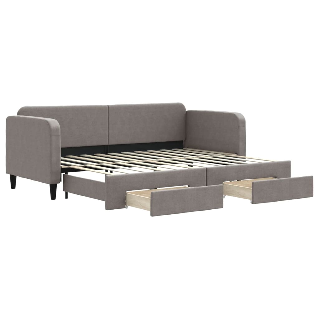 Tagesbett Ausziehbar mit Schubladen Taupe 80x200 cm Stoff