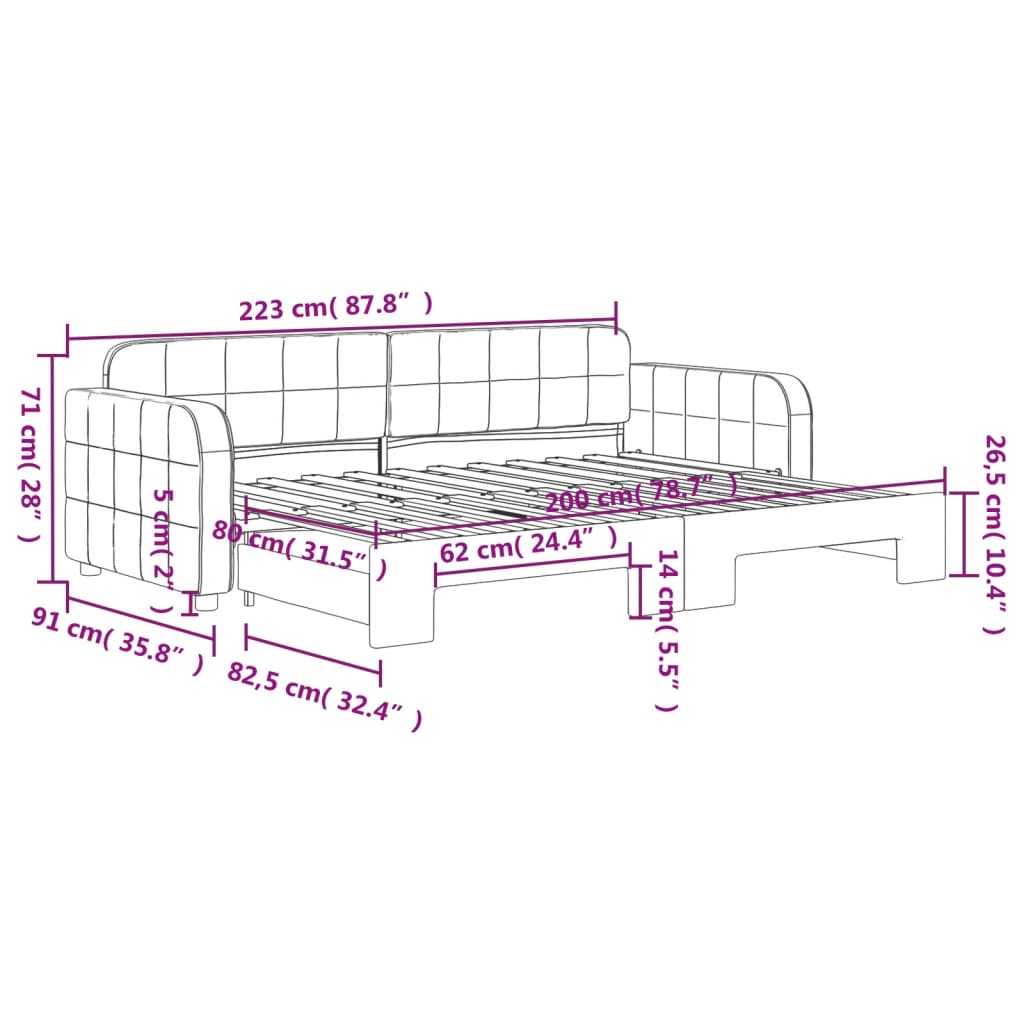 Tagesbett Ausziehbar Blau 80x200 cm Samt