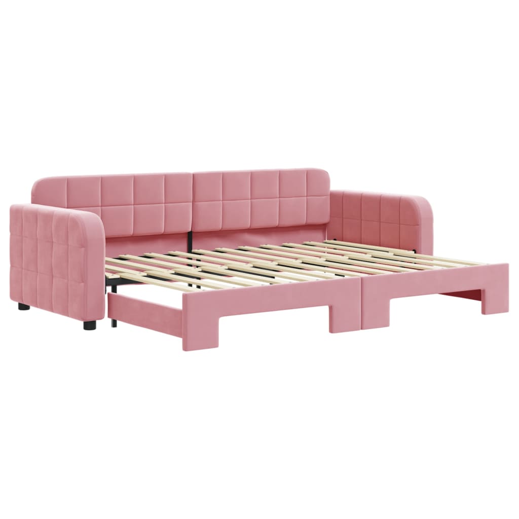 Tagesbett Ausziehbar Rosa 80x200 cm Samt