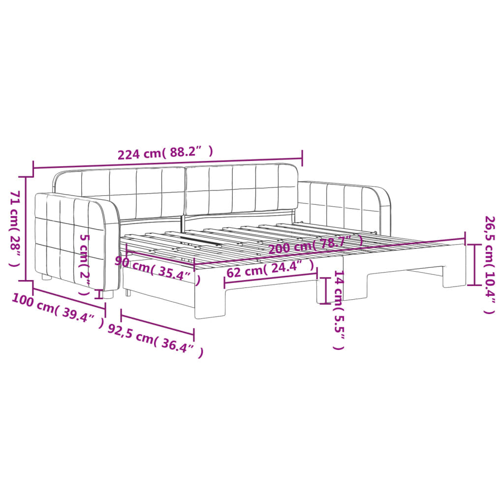 Tagesbett Ausziehbar Blau 90x200 cm Samt