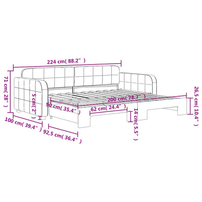 Tagesbett Ausziehbar Schwarz 90x200 cm Samt