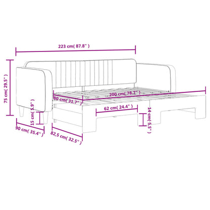 Tagesbett Ausziehbar Schwarz 80x200 cm Samt