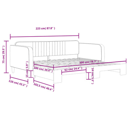 Tagesbett Ausziehbar Dunkelgrau 100x200 cm Samt