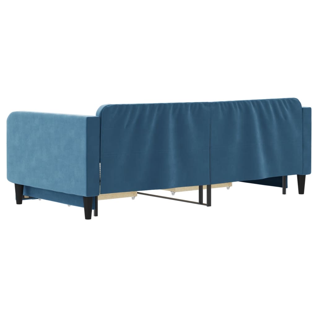 Tagesbett Ausziehbar mit Schubladen Blau 100x200 cm Samt