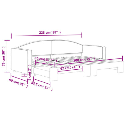 Tagesbett Ausziehbar Hellgrau 80x200 cm Stoff