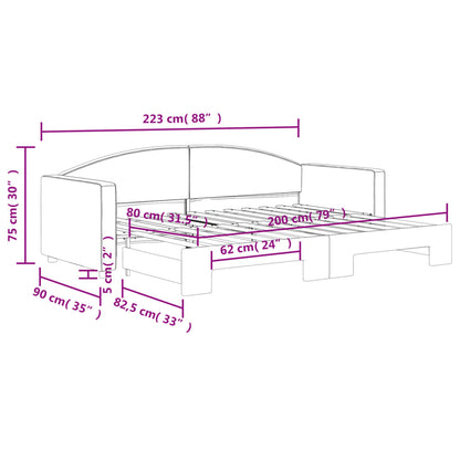 Tagesbett Ausziehbar Dunkelgrau 80x200 cm Stoff