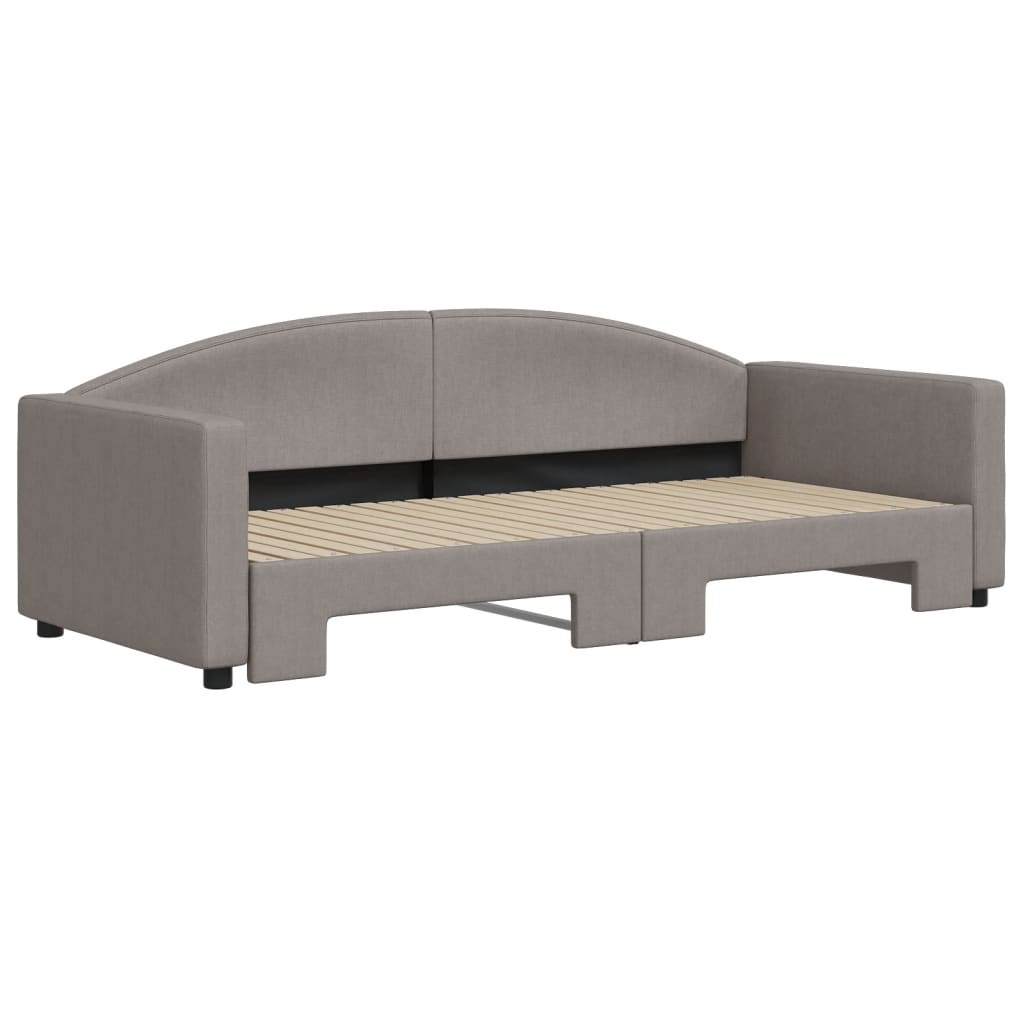 Tagesbett Ausziehbar Taupe 90x200 cm Stoff