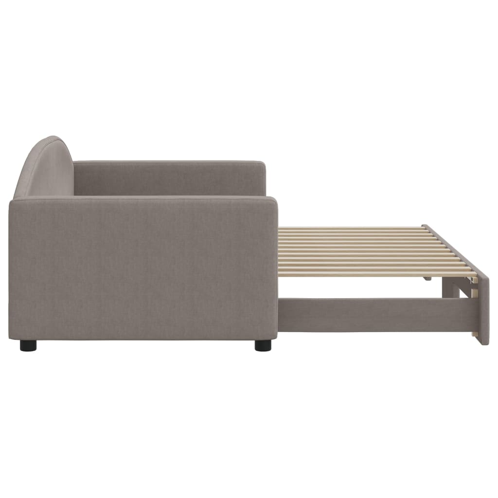 Tagesbett Ausziehbar Taupe 90x200 cm Stoff