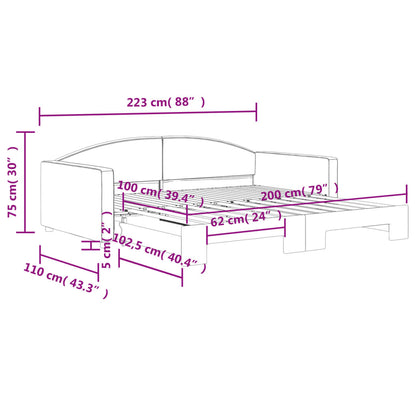 Tagesbett Ausziehbar Creme 100x200 cm Stoff