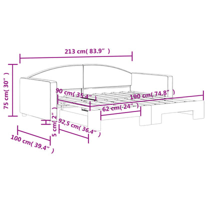 Tagesbett Ausziehbar Dunkelgrau 90x190 cm Stoff