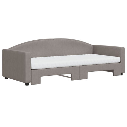 Tagesbett Ausziehbar mit Matratzen Taupe 90x200 cm Stoff