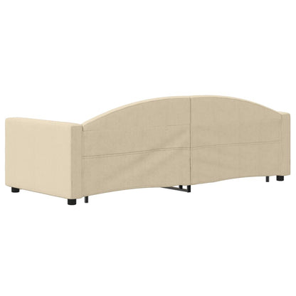 Tagesbett Ausziehbar mit Schubladen Creme 80x200 cm Stoff