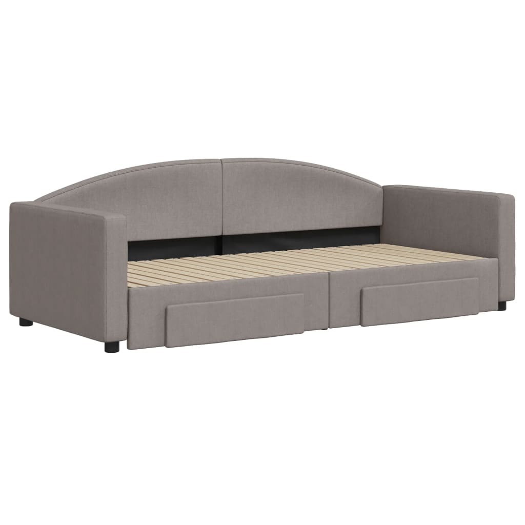 Tagesbett Ausziehbar mit Schubladen Taupe 90x200 cm Stoff