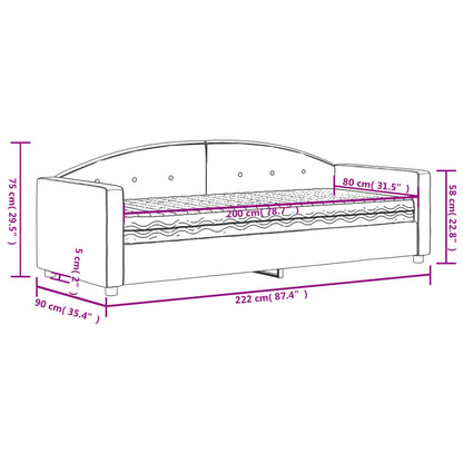 Tagesbett mit Matratze Hellgrau 80x200 cm Samt