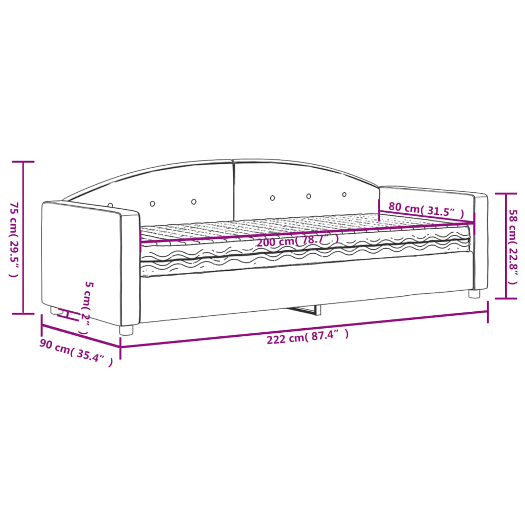 Tagesbett mit Matratze Dunkelgrün 80x200 cm Samt