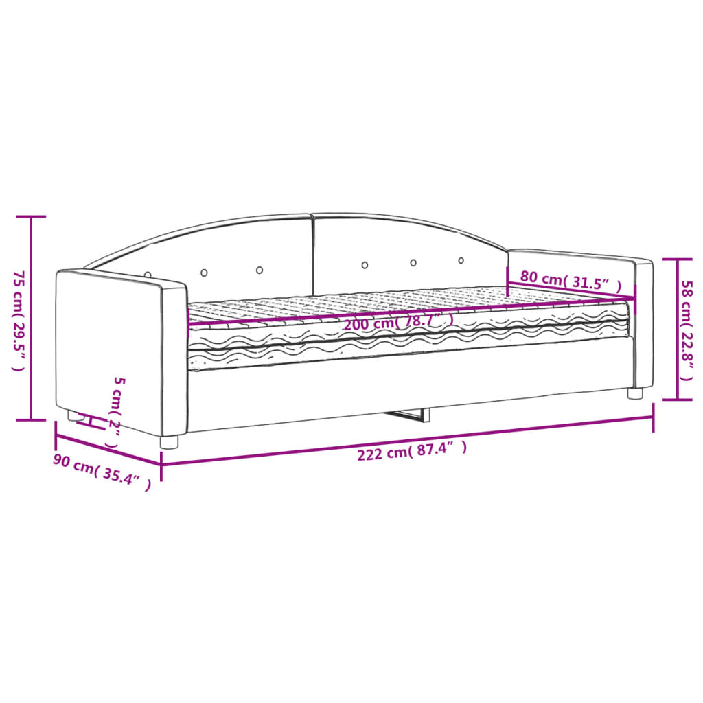 Tagesbett mit Matratze Rosa 80x200 cm Samt