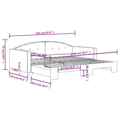 Tagesbett Ausziehbar Hellgrau 100x200 cm Samt