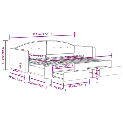 Tagesbett Ausziehbar mit Schubladen Dunkelgrün 80x200 cm Samt