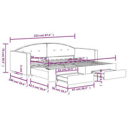 Tagesbett Ausziehbar mit Schubladen Rosa 90x200 cm Samt