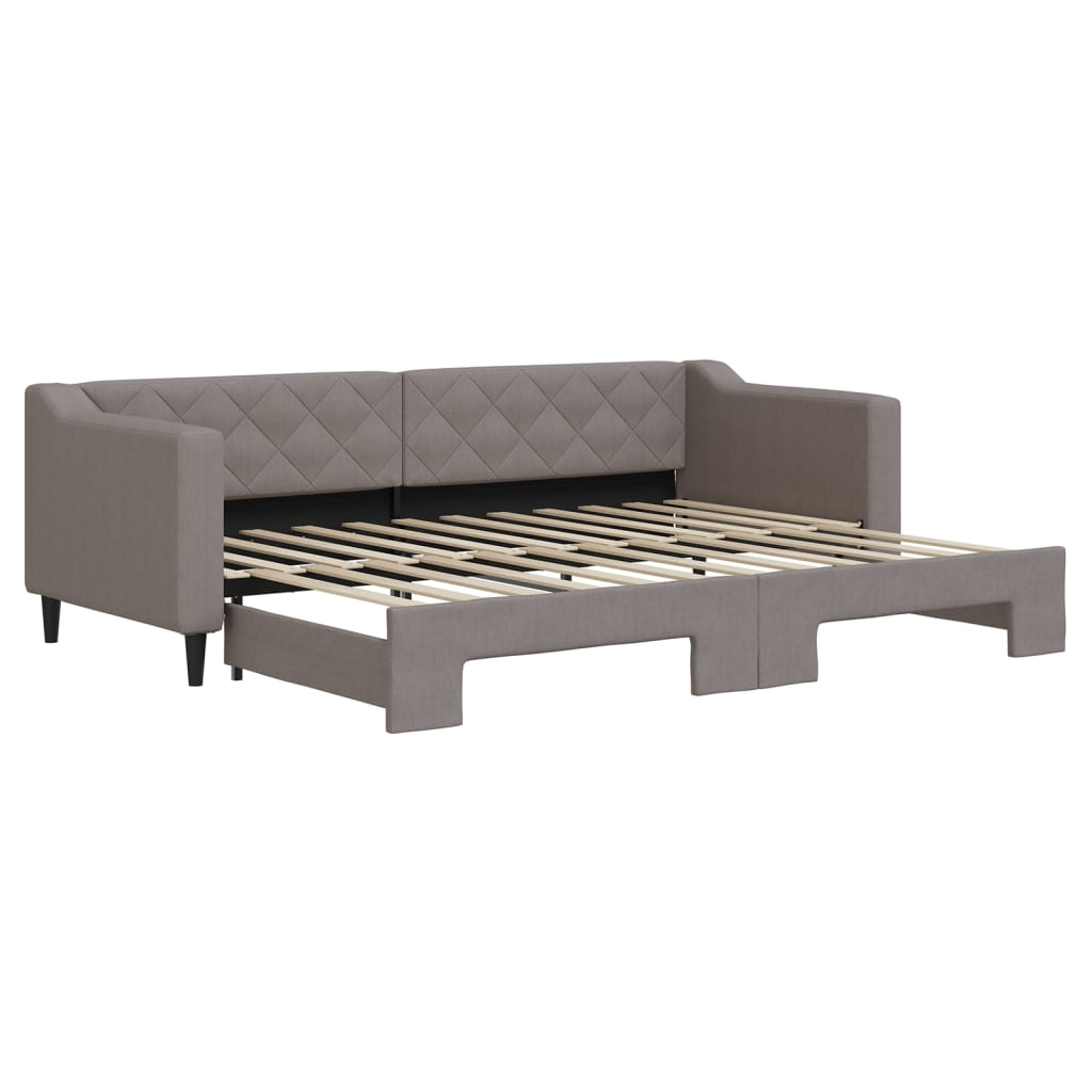 Tagesbett Ausziehbar Taupe 80x200 cm Stoff