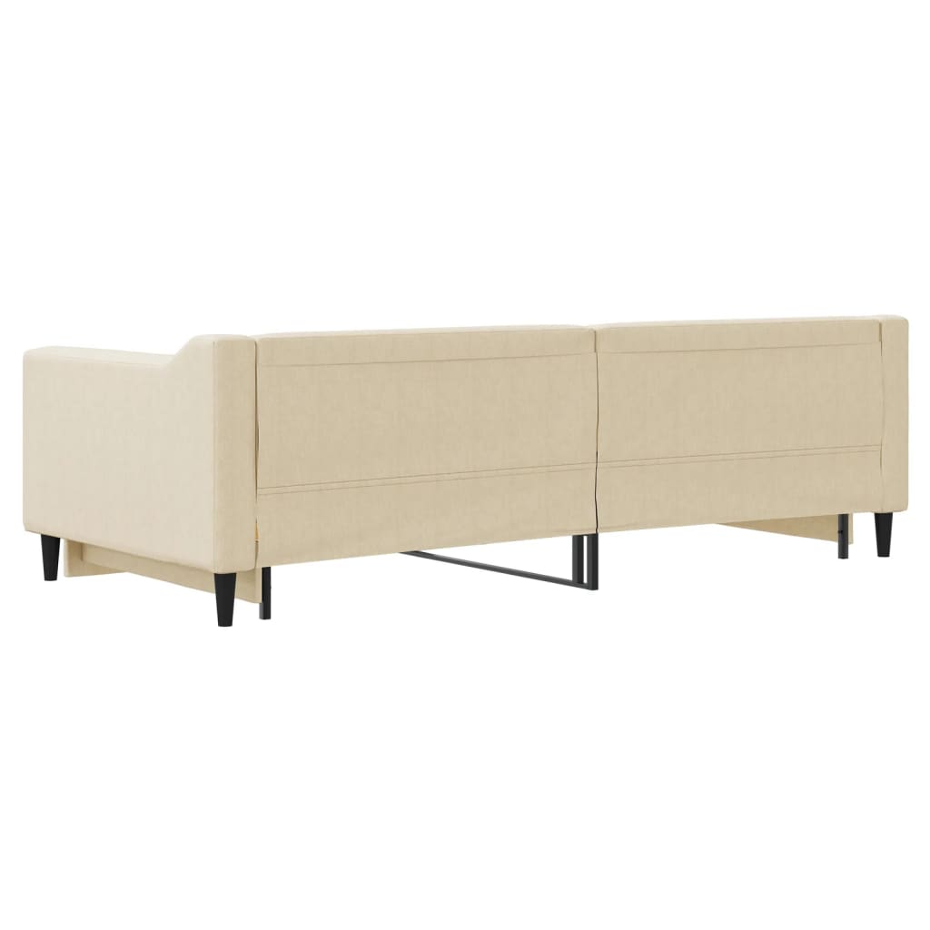 Tagesbett Ausziehbar Creme 90x200 cm Stoff